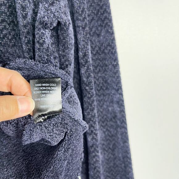 New Skies Are Blue Large L Navy Blue Chenille Twist Front Sweater Crew Neck Cozy - Picture 7 of 8